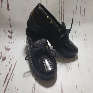 Sperry woman water rain loafers shoes 6 black